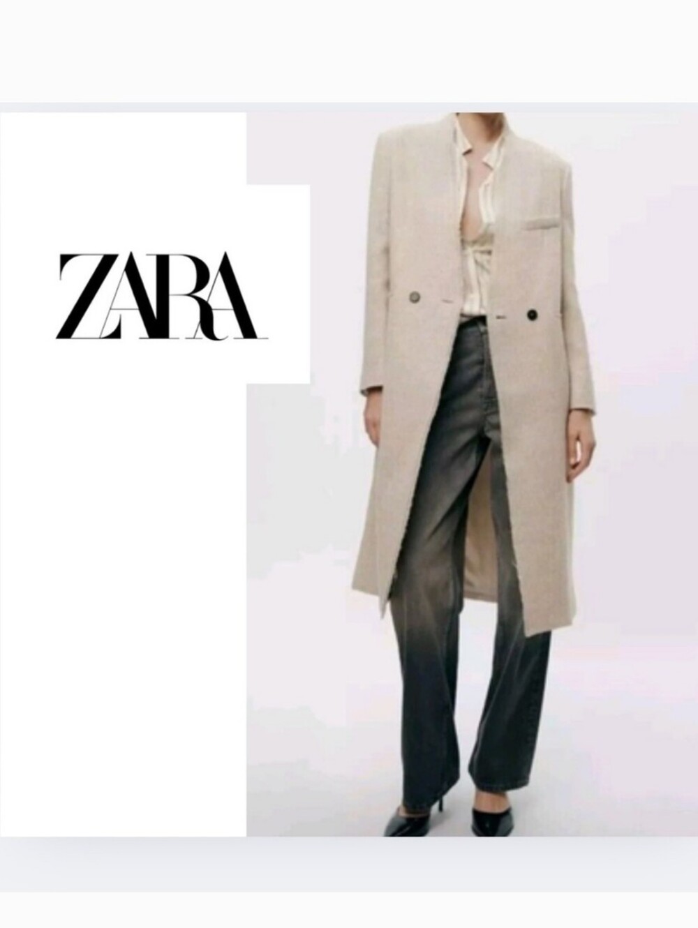 🔥NWT‼️ ZARA MANTECO 100% WOOL Coat in Beige - Size Small